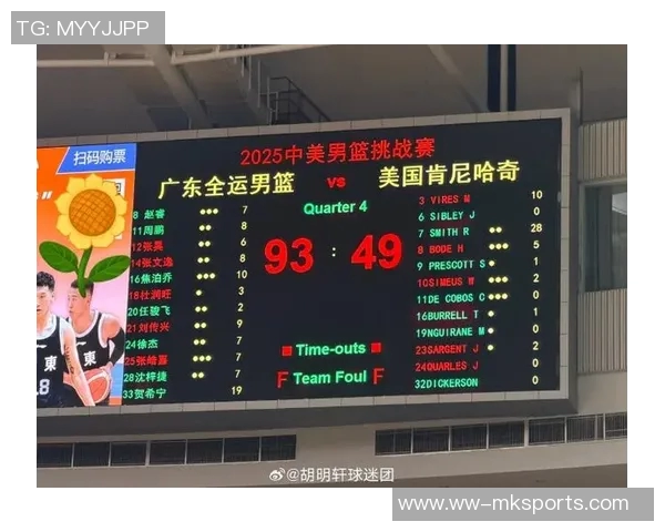 热身赛广东全运男篮战胜美国肯尼哈奇胡明轩砍下15分赵睿贡献13分